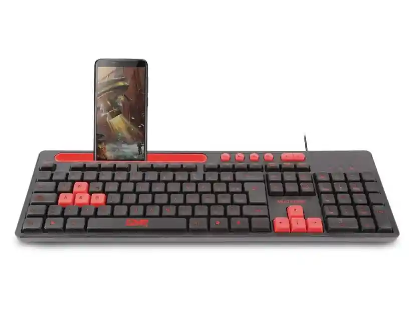Teclado Gaming Gk-120 Tc504 Usb Con Soporte Para Celular, Teclas Multimedia Silenciosas Y Cable De 1.5m Ideal Para Juegos Y Streaming