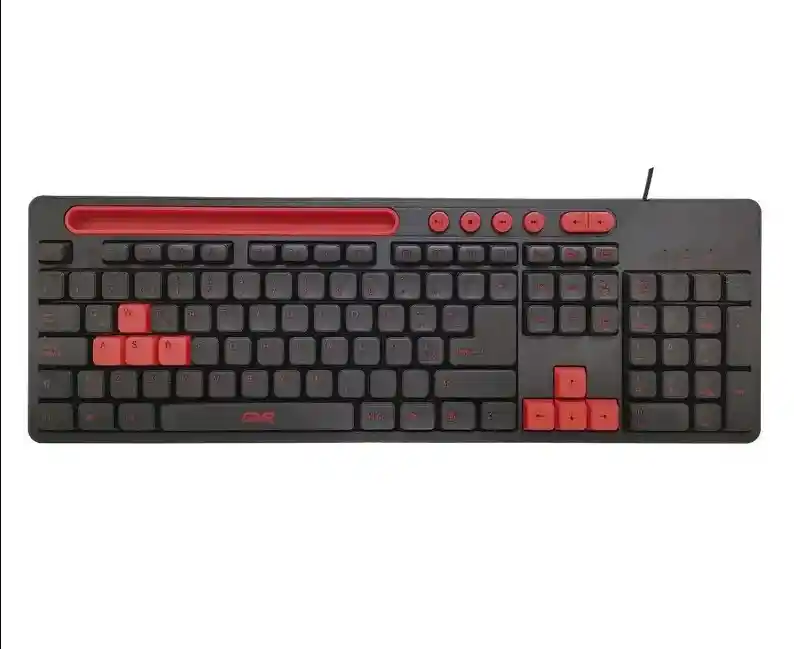 Teclado Gaming Gk-120 Tc504 Usb Con Soporte Para Celular, Teclas Multimedia Silenciosas Y Cable De 1.5m Ideal Para Juegos Y Streaming