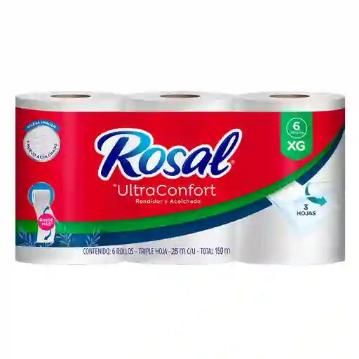 Papel Higiénico Rosal Ultraconfort Xg 6 Rollos C/u 25 Metros