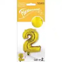 Numero 2 Con Base De 6 Pulgada Dorado