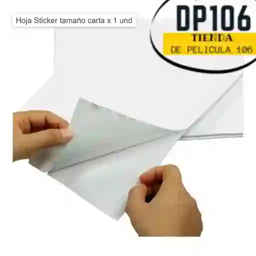 Hoja Sticker Adhesivo Blanco Carta X 1 Und