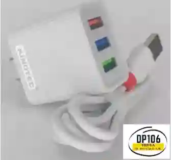 Cargador 3 Entradas Usb Con Cable Tipo C