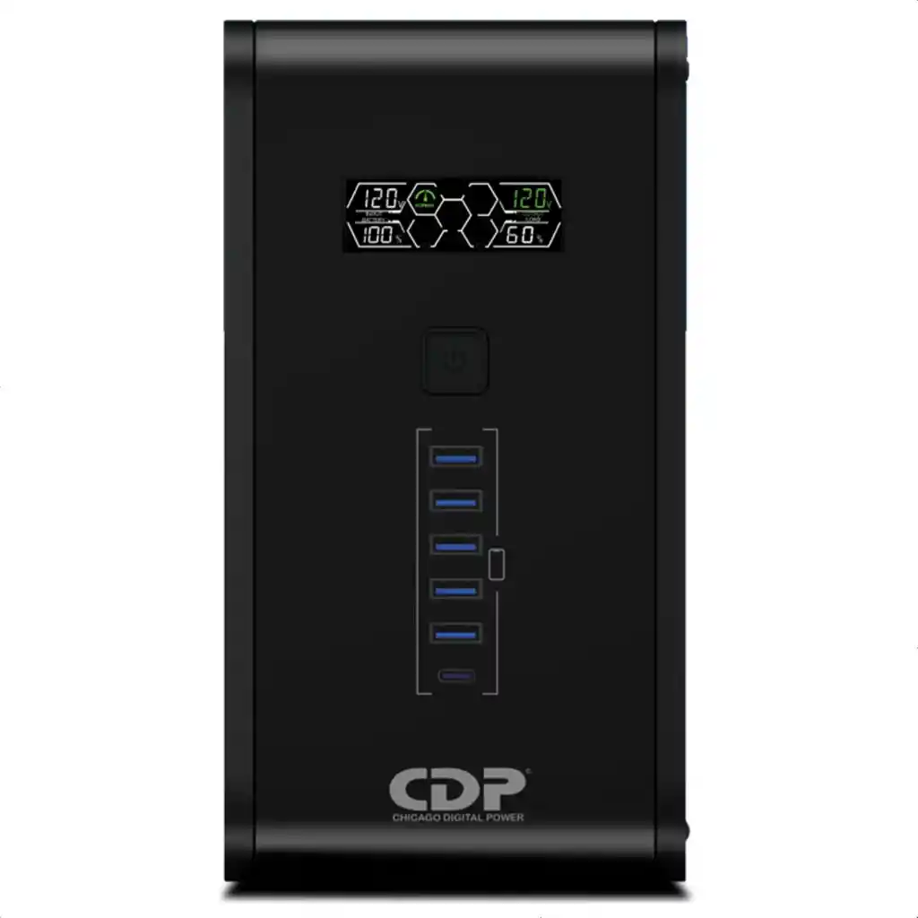 Ups Interactiva Cdp R-smart 1510 1500va, 10 Tomas 6 Usb, Lcd