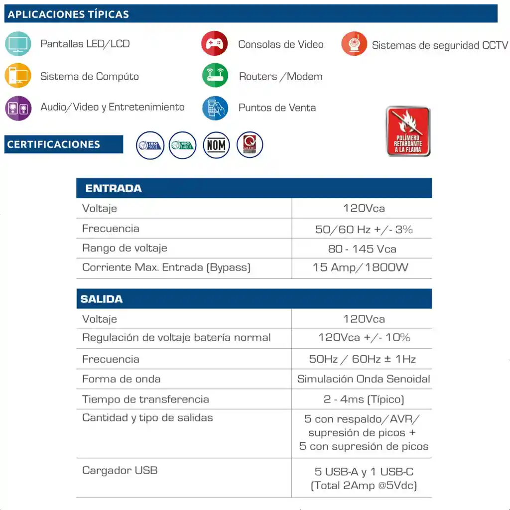 Ups Interactiva Cdp R-smart 1510 1500va, 10 Tomas 6 Usb, Lcd