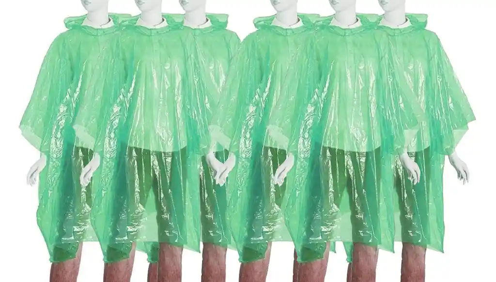 6 Capa Poncho Impermeable De Plástico Para Lluvia - Verde