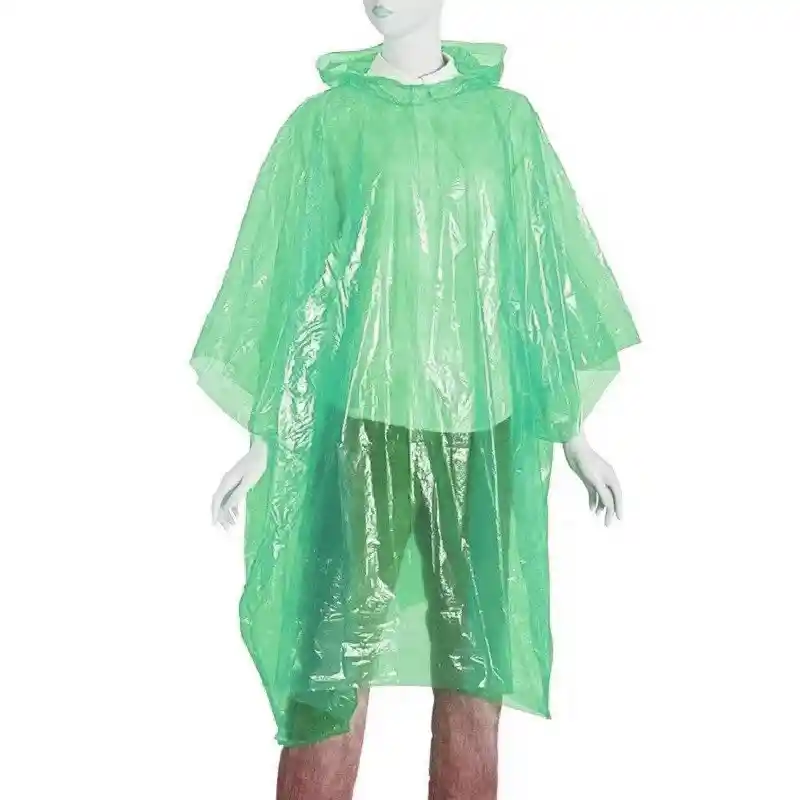 3 Capa Poncho Impermeable De Plástico Para Lluvia - Verde