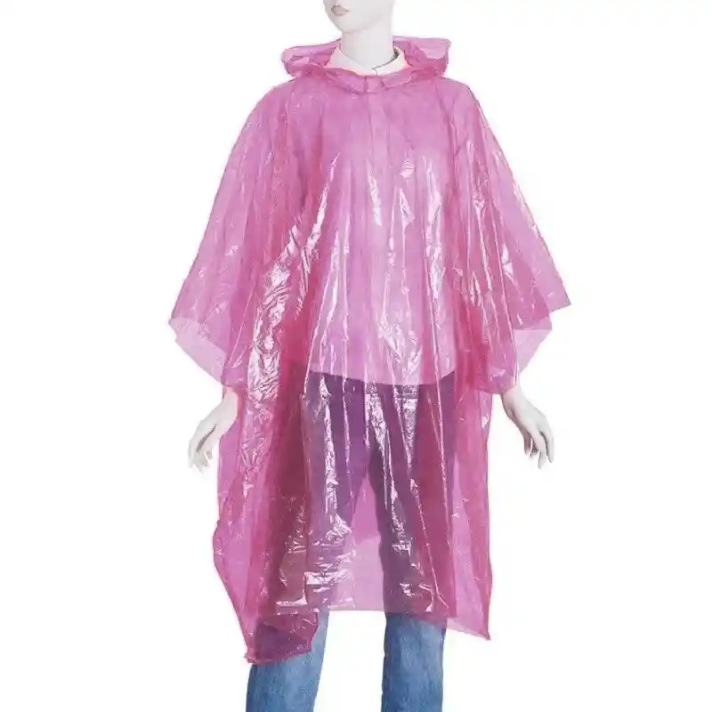 Capa Poncho Impermeable De Plástico Para Lluvia - Rosado