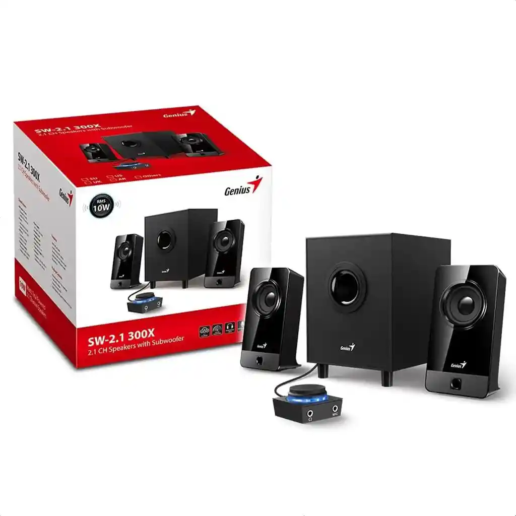 Parlantes Subwoofer Genius Sw-2,1 300x Control Pod 10w Rms