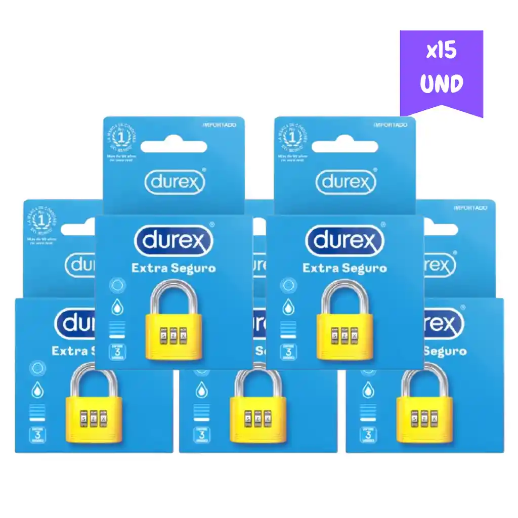 Combo Condones Durex Extra Seguro X 15