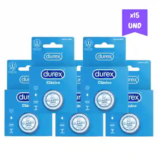 Combo Condones Durex Clásico Por 15 Unidades