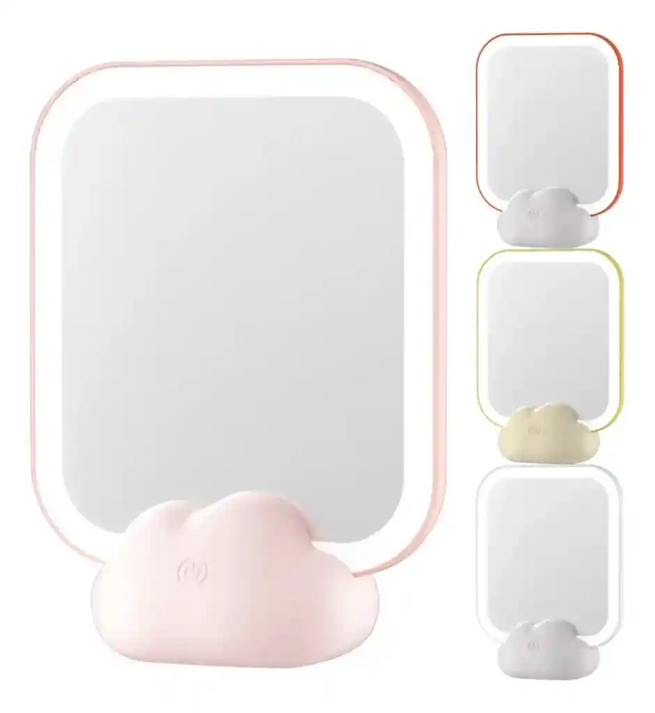Espejo De Maquillaje Tocador Luz Led En Forma De Nube Recargable