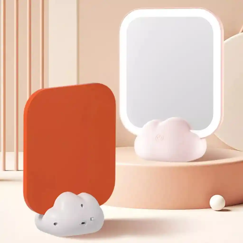 Espejo De Maquillaje Tocador Luz Led En Forma De Nube Recargable