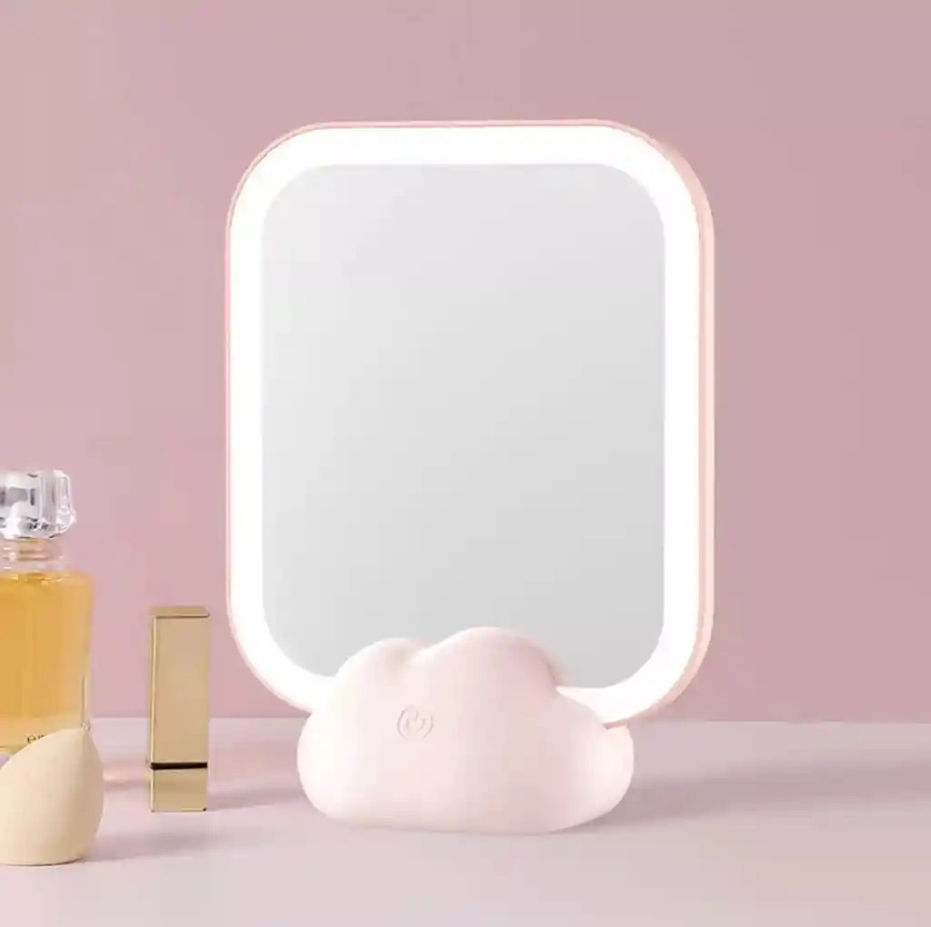 Espejo De Maquillaje Tocador Luz Led En Forma De Nube Recargable