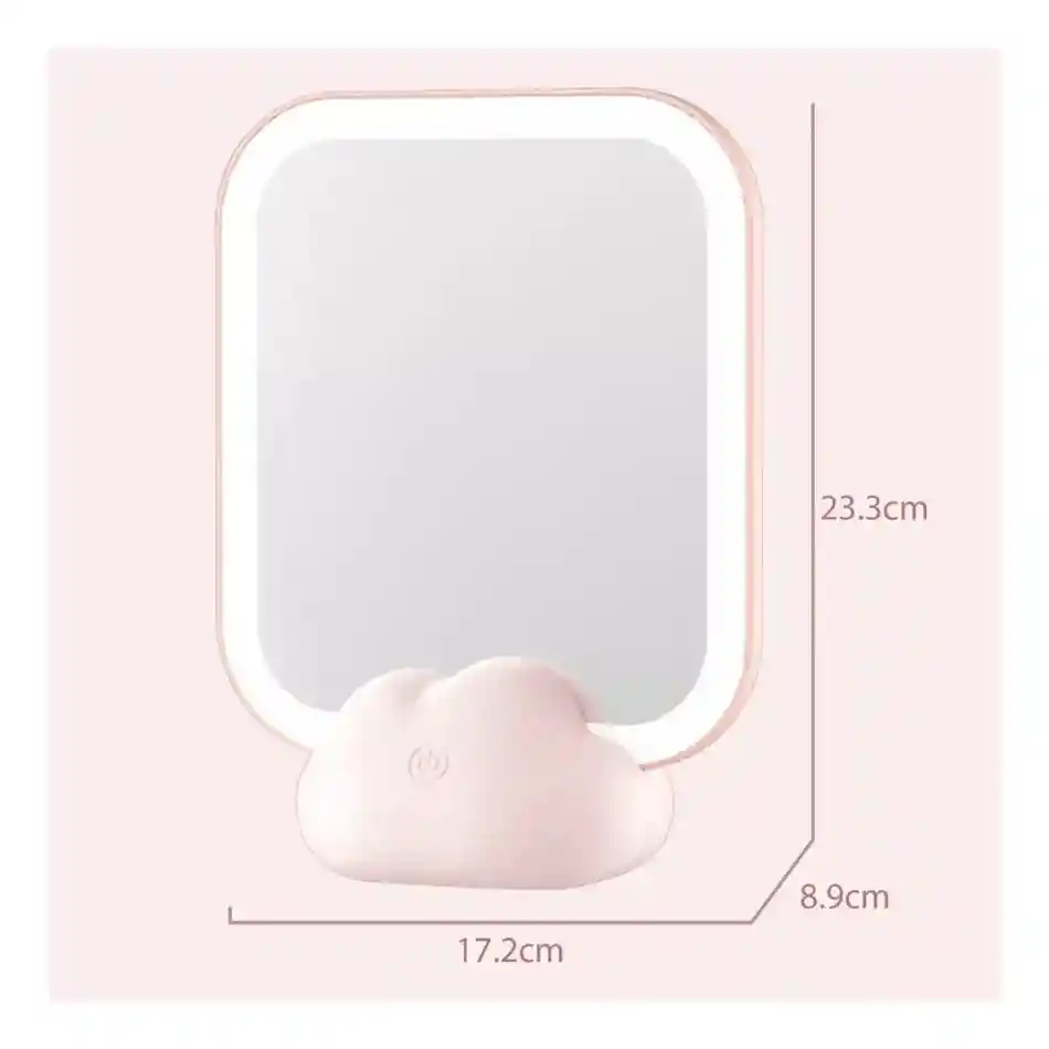 Espejo De Maquillaje Tocador Luz Led En Forma De Nube Recargable