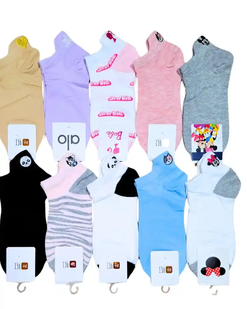 6 Pares Medias Bordadas Premium