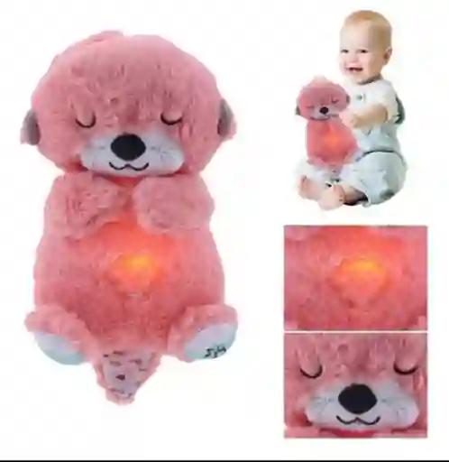 Peluche Nutria Musical Movimientos Y Luces Para Bebés Rosada