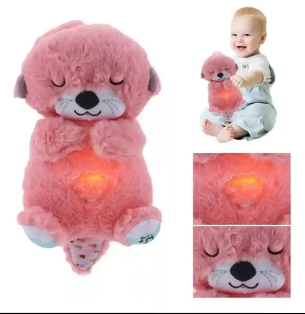 Peluche Nutria Musical Movimientos Y Luces Para Bebés Rosada