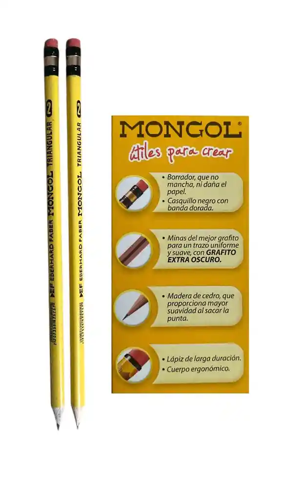 Lapiz Negro Mongol Triangular # 2 X2 Unidades