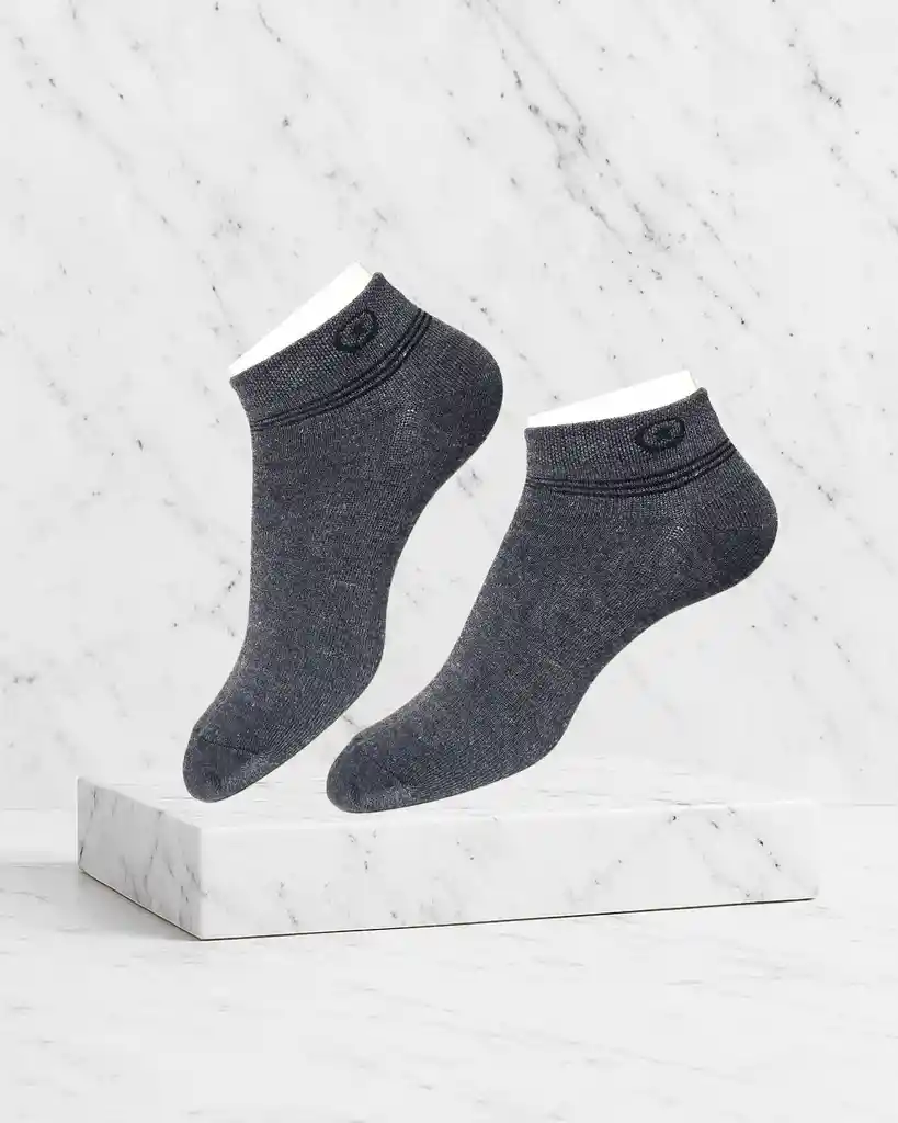 6 Pares Tobillera Dion Unicolor (negro, Gris Y Azul)