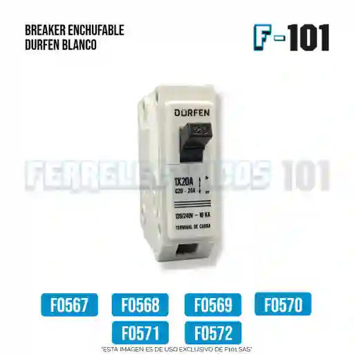Breaker Enchufable 1 X 40amp Durfen Blanco