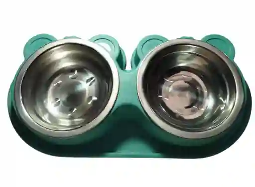 Comedero Doble Aluminio Osito