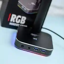 Soporte Para Diadema Rgb Havit Th610 Con Puertos Usb, Luz Rgb Y Diseño En Aluminio – Compacto, Elegante Y Perfecto Para Tu Escritorio Gamer O De Oficina
