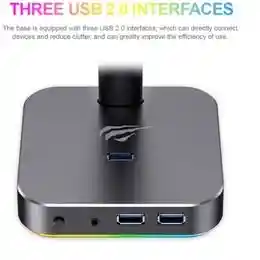 Soporte Para Diadema Rgb Havit Th610 Con Puertos Usb, Luz Rgb Y Diseño En Aluminio – Compacto, Elegante Y Perfecto Para Tu Escritorio Gamer O De Oficina