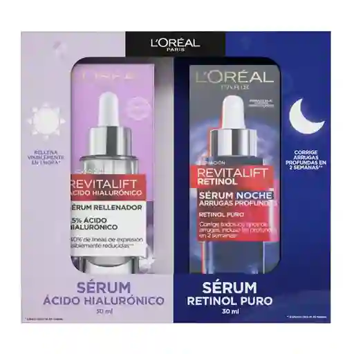 Pack Loreal Paris Revitalift Sérum Día Ácido Hialuronico+sérum De Noche Retinol Puro