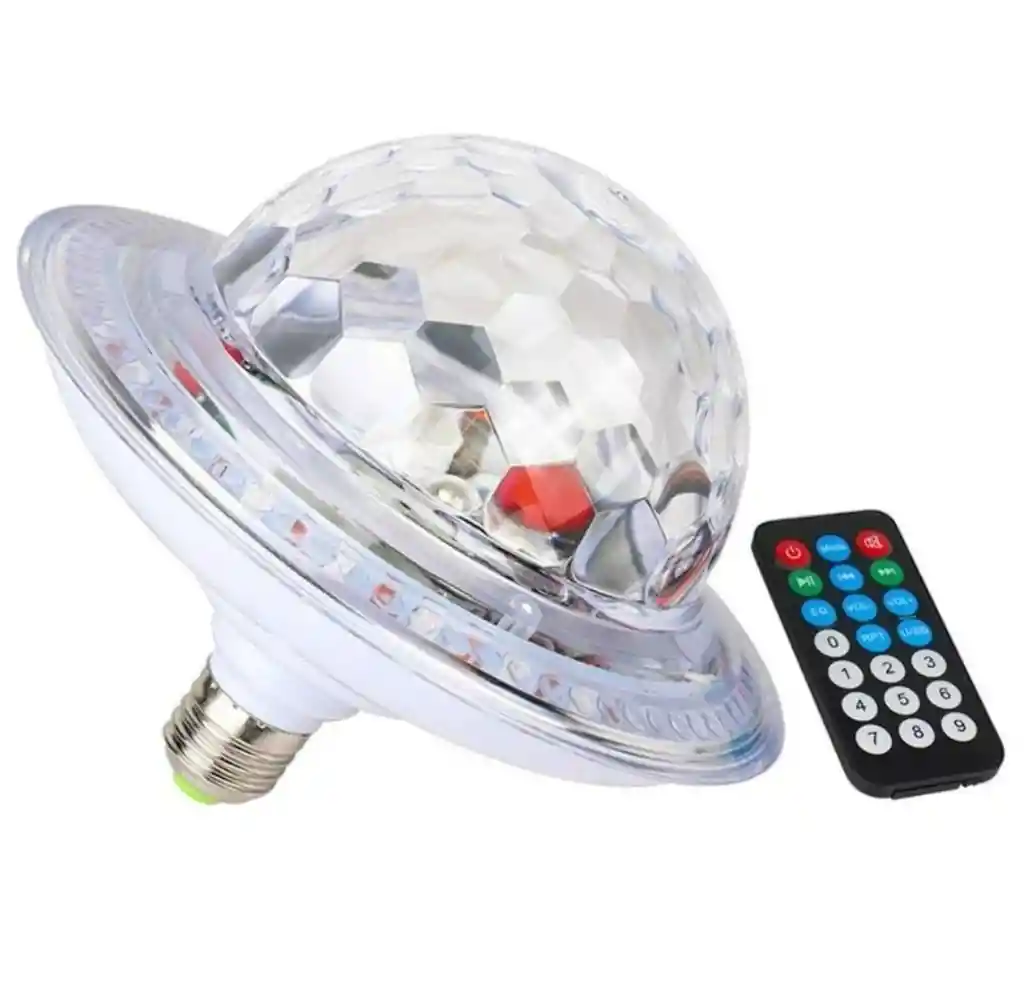Bombillo Parlante Platillo Bluetooth + Control Remoto Luces