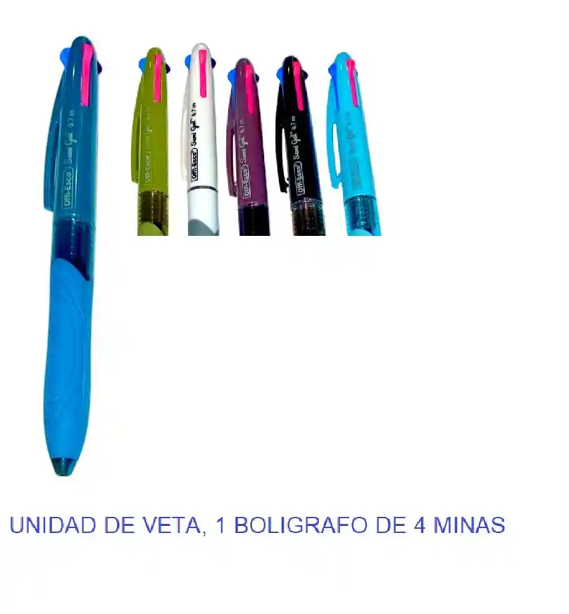 Boligrafo Cuatro Minas Naranja, Azul, Fucsua Y Morado Offi Esco Oe-017e Colores Surtidos