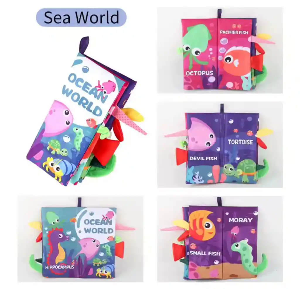 Libro De Estimulación Sensorial De Tela Con Colitas Nuevo