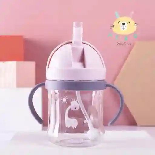 Vaso Pitillo Anti Derrame Con Agarraderas Rosa Para Niña