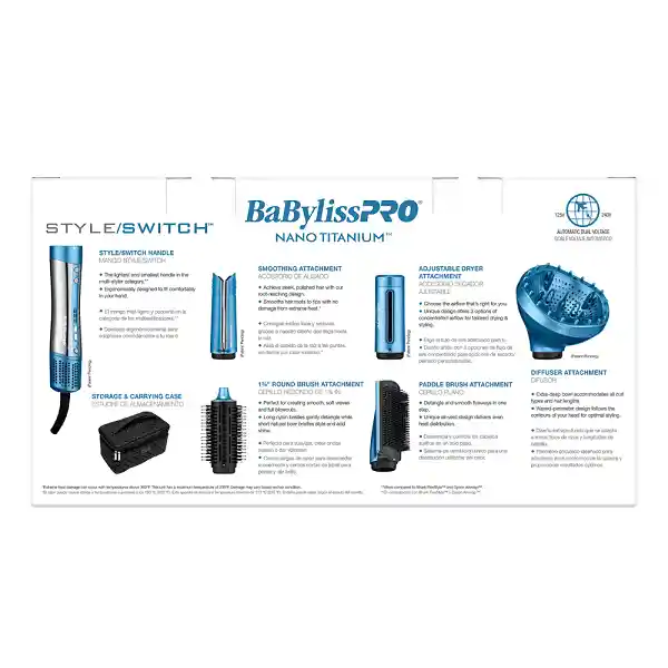 Estilizador Multifunción Y Secador Iónico Babyliss Nano Titanium Styleswitch
