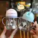 Vaso Pitillo Anti Derrame Con Agarraderas Azul Para Niño