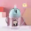 Vaso Pitillo Anti Derrame Con Agarraderas Azul Para Niño