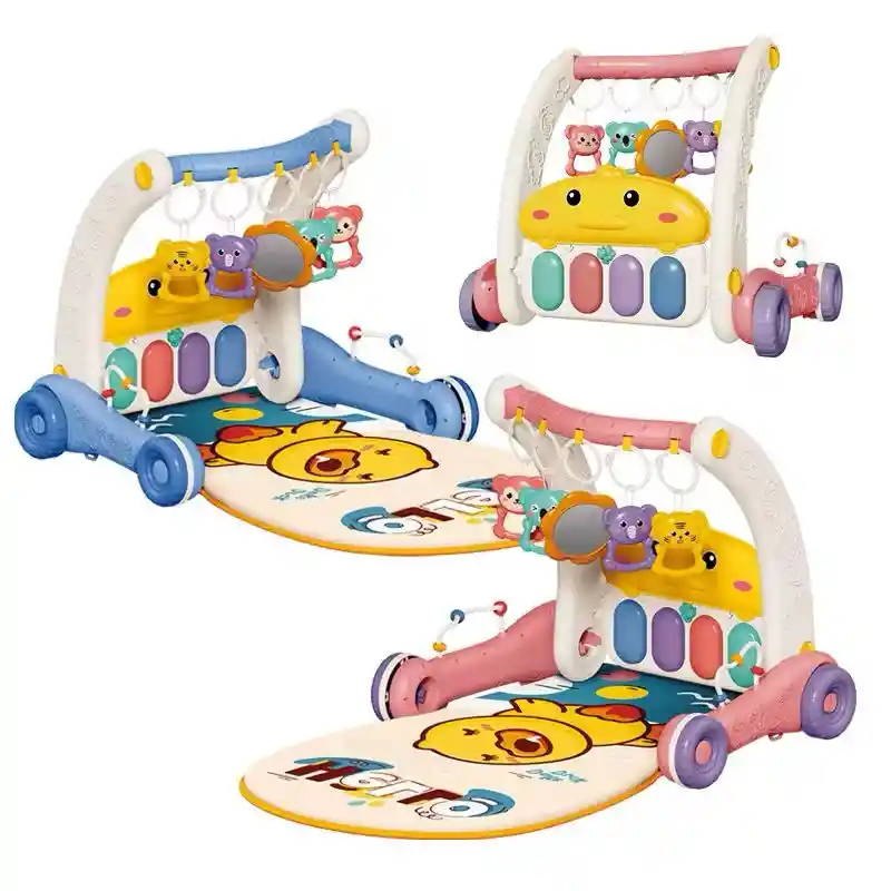 Andadera Caminador Y Gimnasio Piano Musical 2 En 1 Azul