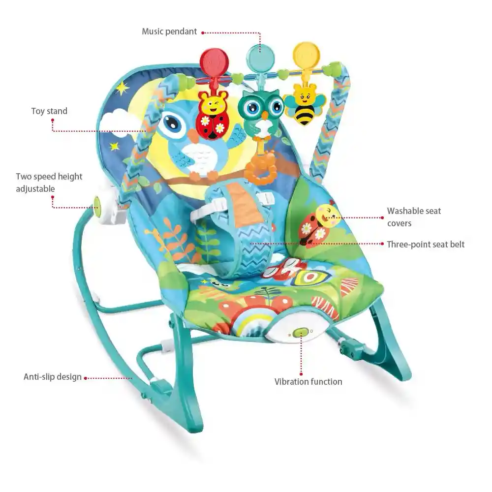 Silla Mecedora Con Vibración Y Juguetes Didácticos Nuevo
