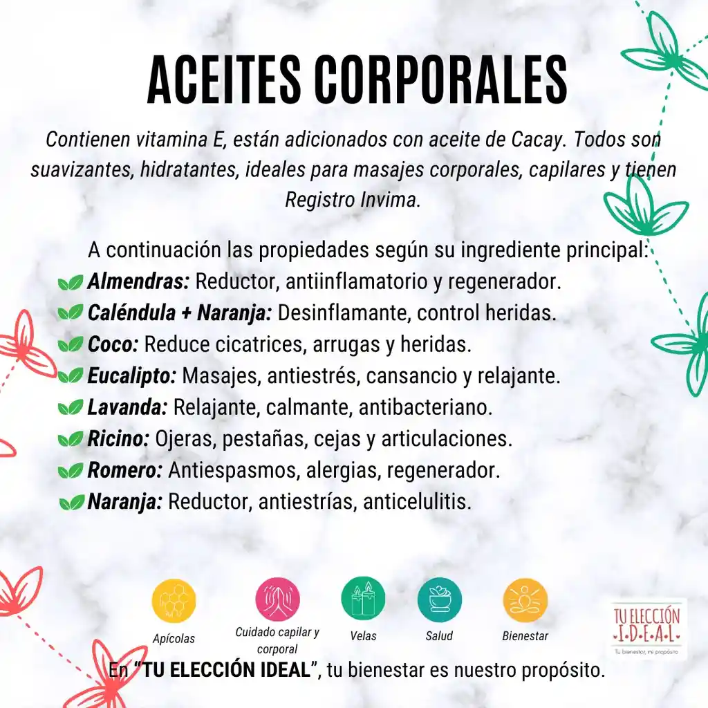 Aceite De Almendras Corporal Y Capilar X120ml Con Vitamina E Y Aceite Vegetal De Cacay.