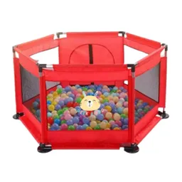 Corral De Juegos Hexagonal Para Bebes Color Roja