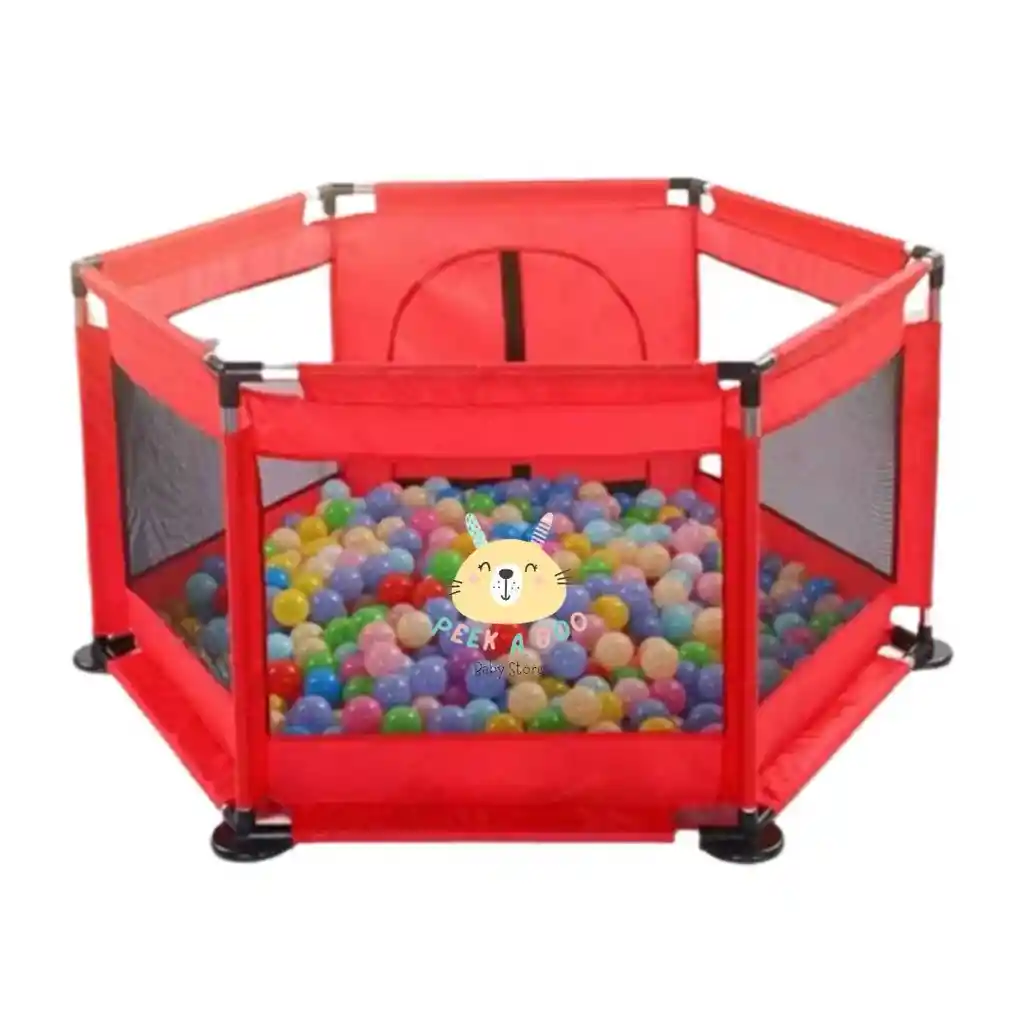 Corral De Juegos Hexagonal Para Bebes Color Roja
