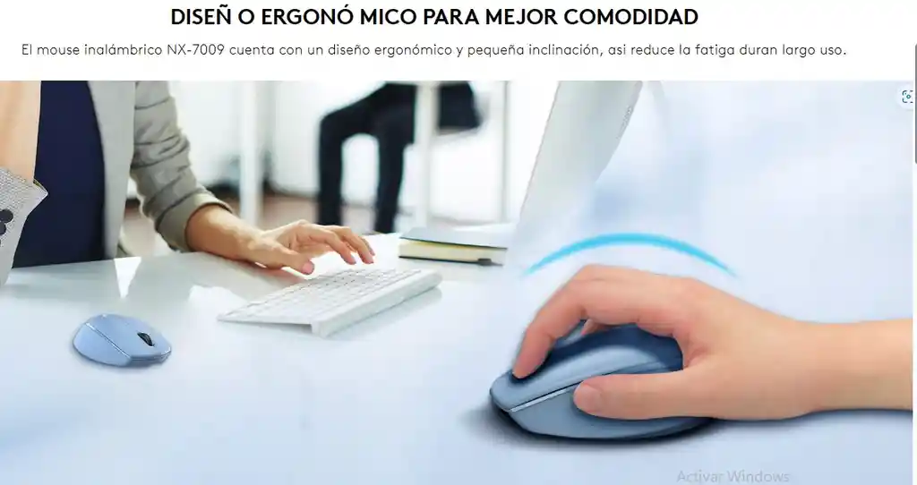 Mouse Inalámbrico Óptico Nx-7009 1200 Dpi – Ergonómico, Usb, Ambidiestro Y Preciso Para Oficina O Casa