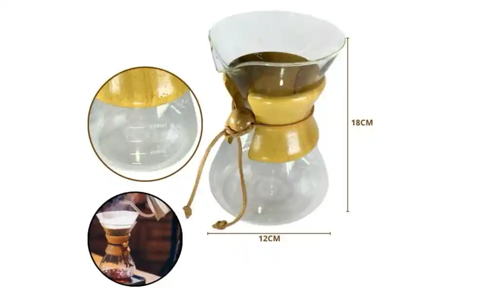 Cafetera Chemex Método Filtrado 600 Ml Vidrio Borosilicato