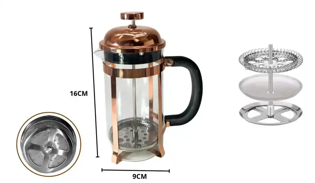 Cafetera Prensa Francesa Gc-654 En Vidrio Embolo 600 Ml
