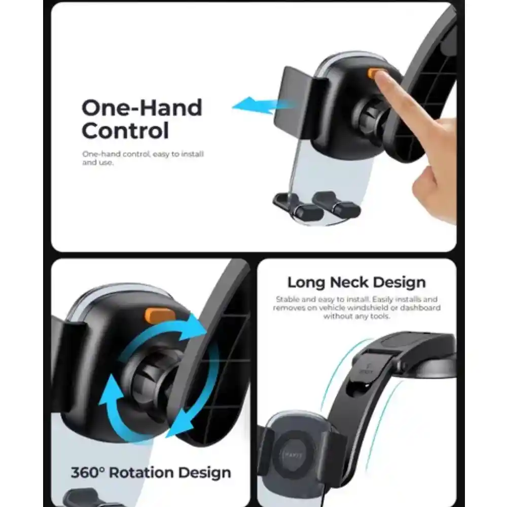 Soporte De Celular Telefono De Ventosa Pinza 360 Havit St715