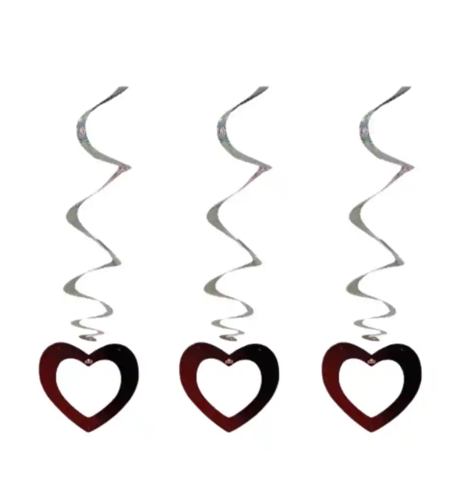 Espiral Corazón X3 Unds Plateada