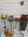 Solitario Rosa Con Oso Llavero De Peluche