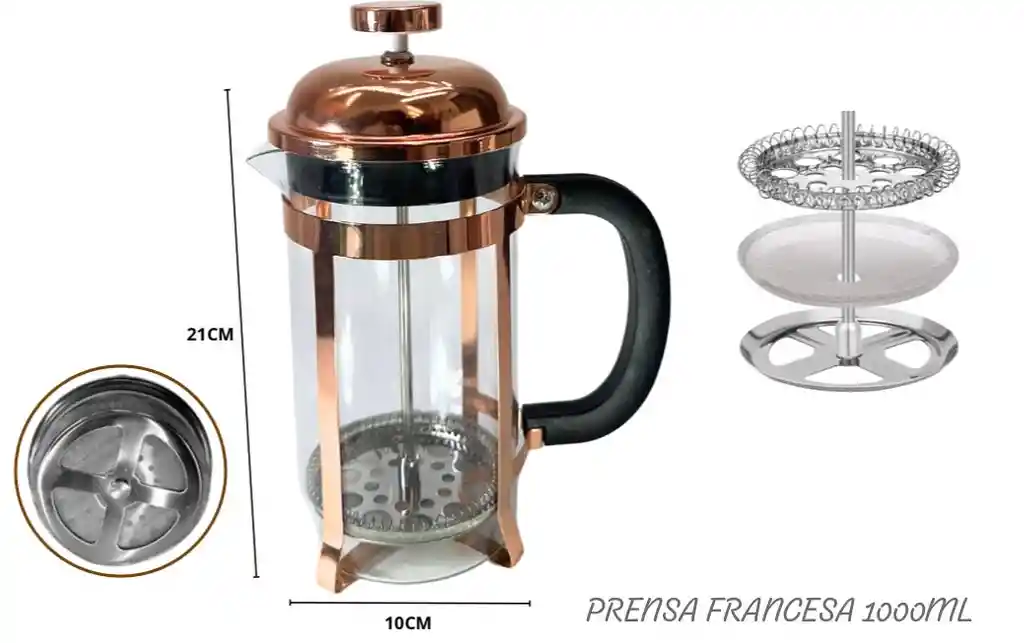 Cafetera Prensa Francesa Gc-654 En Vidrio Embolo 1000 Ml