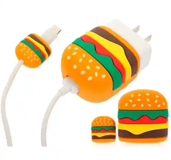 Forro Protector Para Cargadores Iphone Hamburguesa