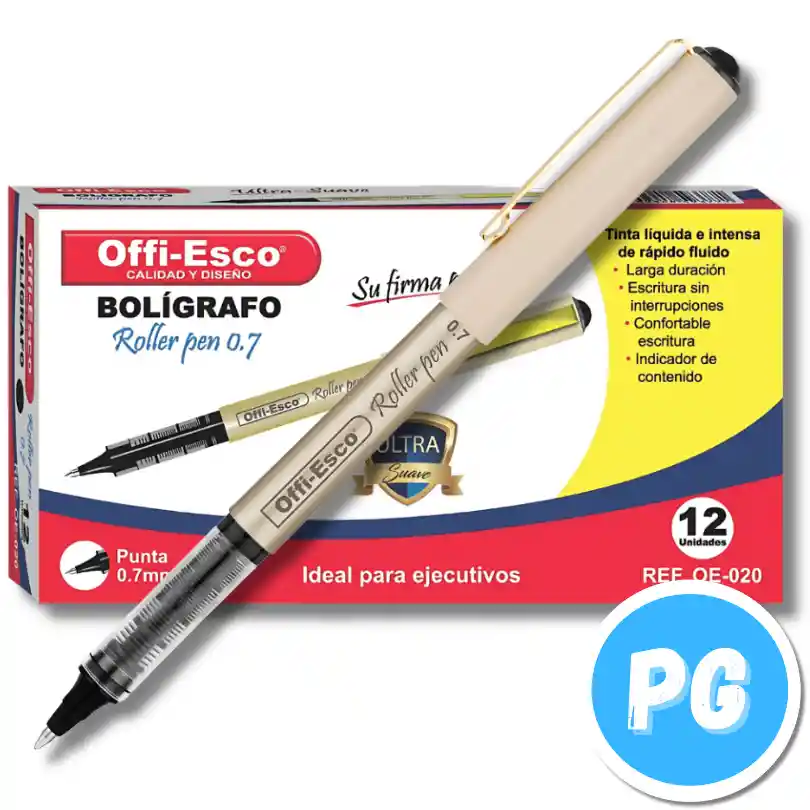 Caja Esfero Offiesco 0.7mm Gel X12 Unds Negro