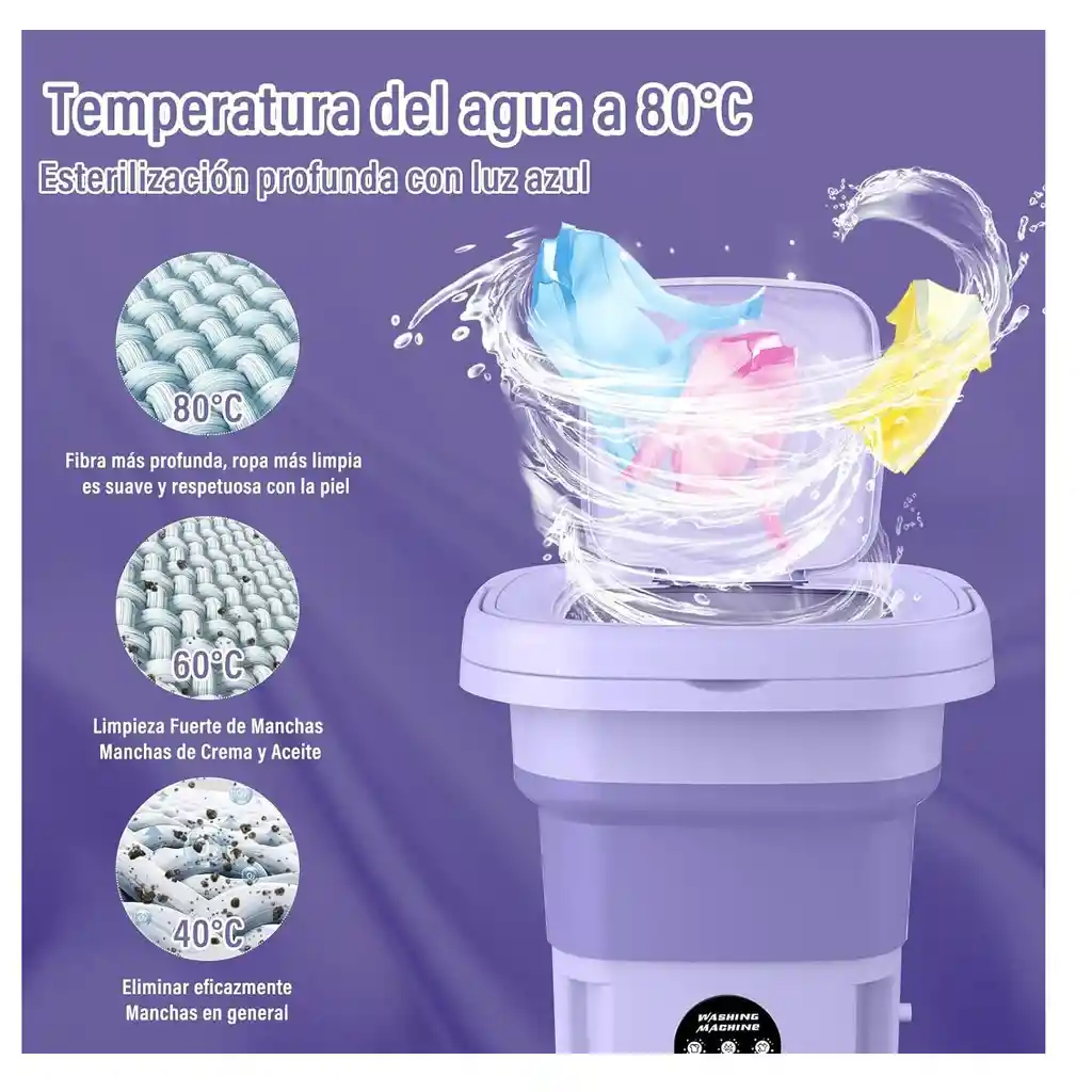 Lavadora Portátil Mini De 8 Litros Con Secadora Giratoria